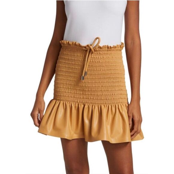 ALC Jenny Smocked Vegan Leather Mini Skirt NWT Size 12 - Picture 1 of 9